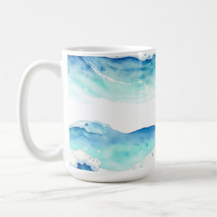 Taza De Café Borde de olas del océano en acuarela