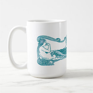 Taza De Café Borde de Sirena Art Nouveau Vintage | Mar Antiguo 