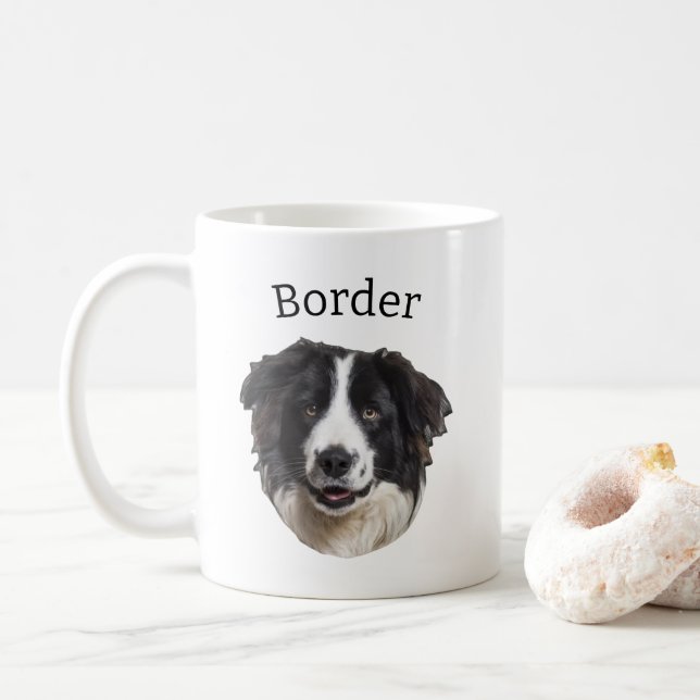 Taza De Café Borde del perro Collie (Con donut)