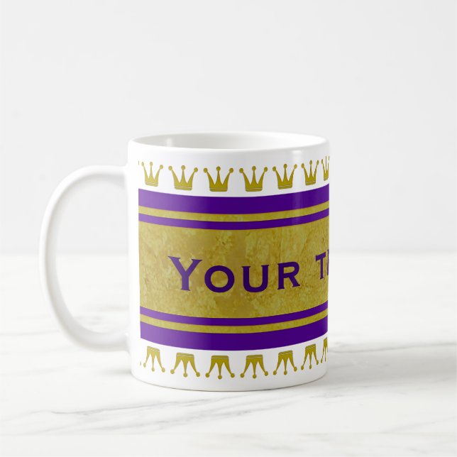 Taza De Café Borde dorado de cruces + tu texto y fondo (Izquierda)