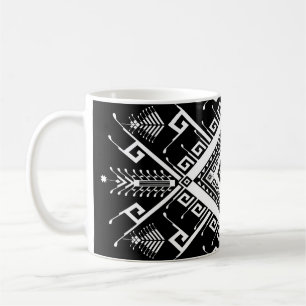 Taza De Café Borde étnico geométrico indio, abstracto.