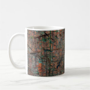 Taza De Café Borde multicolor abstracto con fondo abstracto