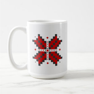 Taza De Café Borde ucraniano, rojo y negro