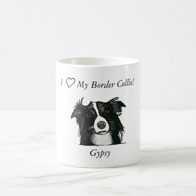 Taza De Café Border collie blanco y negro hermoso (Centro)