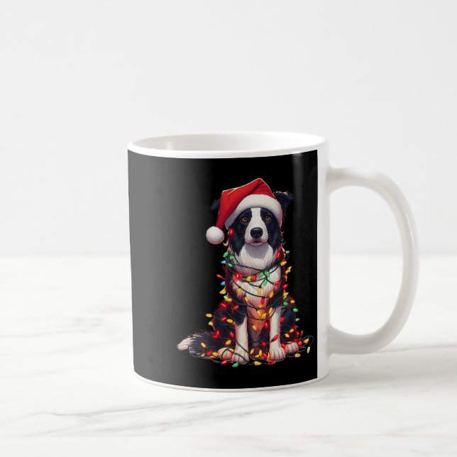 Taza De Café Border Collie Dog Christmas Lights Santa Hat Dog L (Derecha)