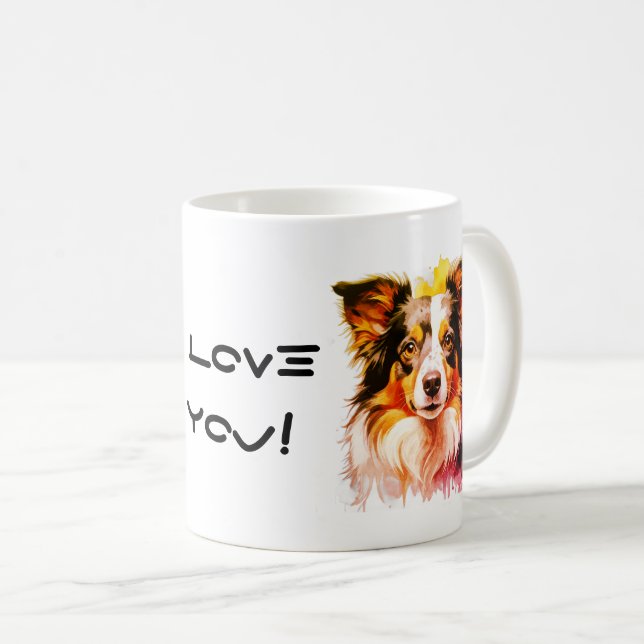 Taza De Café Border Collie Family Dog Personalize Text (Anverso derecho)