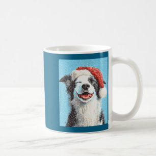 Taza De Café Border Collie Navidad Azul Claro 