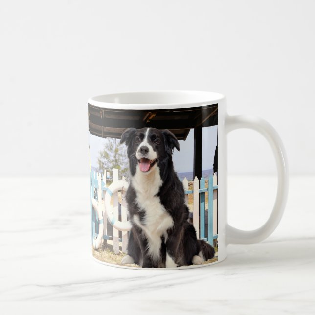 Taza De Café Border Collie on the beach (Derecha)