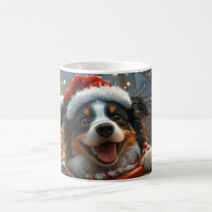 Taza De Café Border Collie Perro Montaña Rusa Navidad
