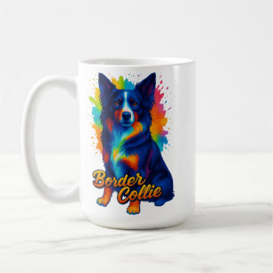 Taza De Café Border Collie Pop Art Vibrante