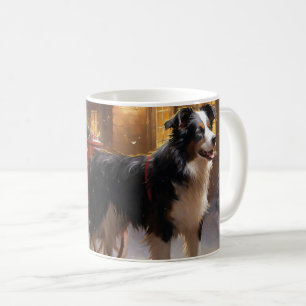 Taza De Café Border Collie Temporada Navideña Festiva