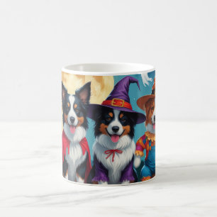 Taza De Café Border Collies Perros Calabaza Halloween Divertido