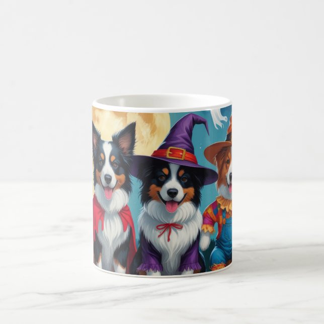 Taza De Café Border Collies Perros Calabaza Halloween Divertido (Centro)
