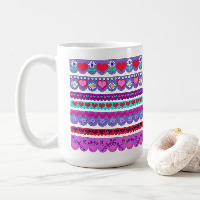 Taza De Café Bordes de San Valentín de estilo de fieltro hermos (Con donut)