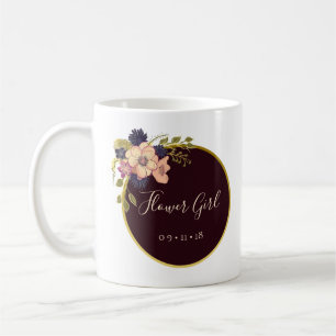 Taza De Café Borgoña y Rubor, acuarela, florista