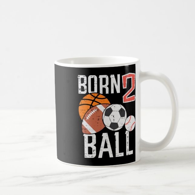 Taza De Café Born Basketball Football 2nd Birthday Toddler Boy  (Derecha)