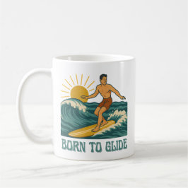 Taza De Café Born To Glide Cali Surfer -Retro Surf Art- Surfing