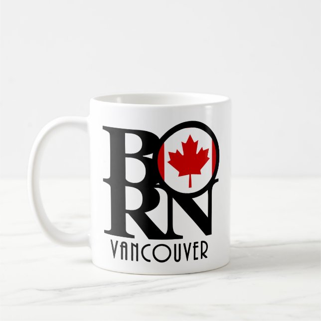 Taza De Café BORN Vancouver (Bandera Canadiense) 11oz (Izquierda)