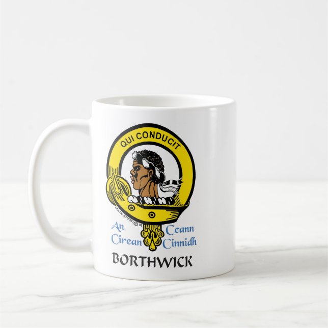 Taza De Café BORTHWICK Escudo de clan escocés Mug (Izquierda)