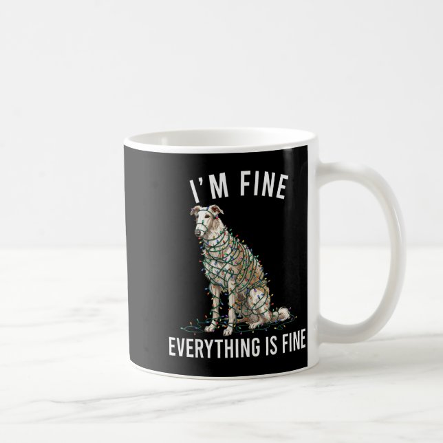 Taza De Café Borzoi Christmas I'm Fine Everything Is Fine  (Derecha)