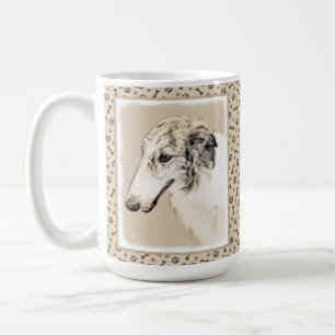 Taza De Café Borzoi (cordero plateado) Pintura original del per