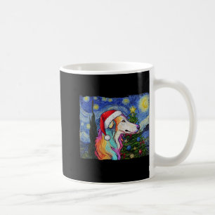 Taza De Café Borzoi Santa Hat Navidades Stark Night Dog Art Pa