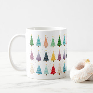Taza De Café Bosque Colorido de Alegría Navideña