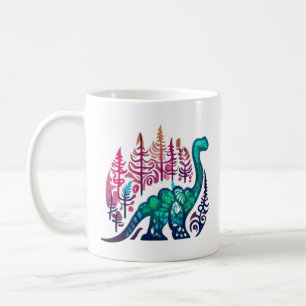 Taza De Café Bosque colorido de Baby Stegosaurus Dinosaur