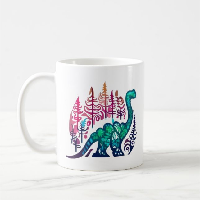 Taza De Café Bosque colorido de Baby Stegosaurus Dinosaur (Izquierda)