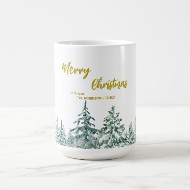 Taza De Café Bosque de árboles de navidad de escritura moderna  (Centro)
