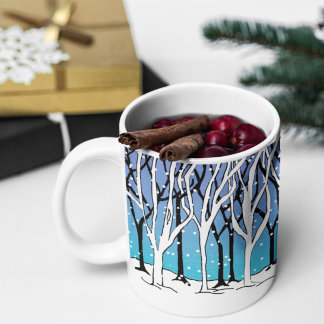 Taza De Café Bosque de invierno Art Nouveau Árboles Wraparound 