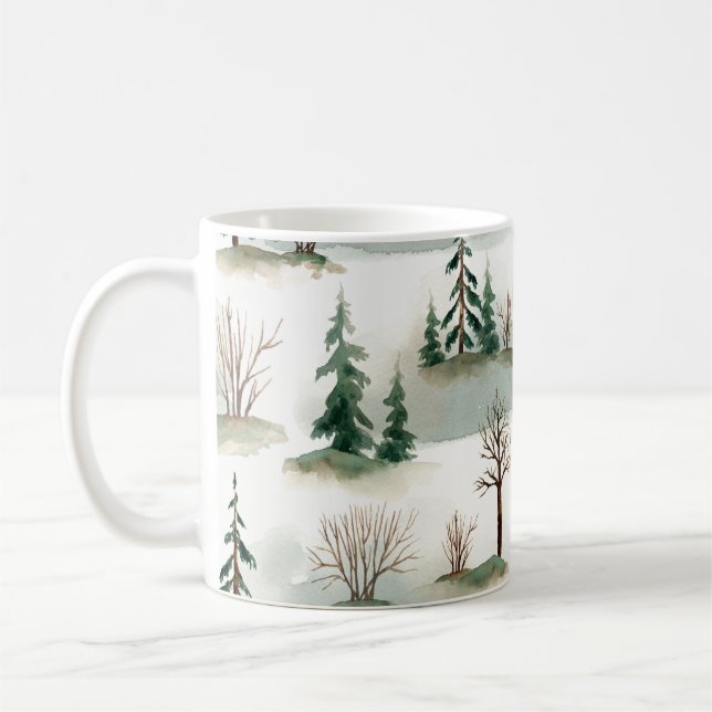 Taza De Café Bosque de Invierno: desenfoque verde de mano (Izquierda)