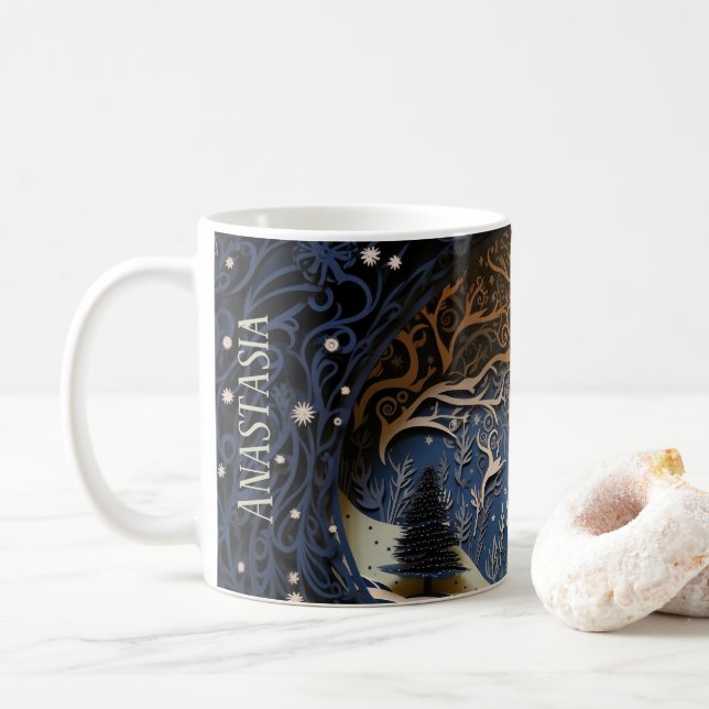 Taza De Café Bosque de invierno nostálgico (Con donut)