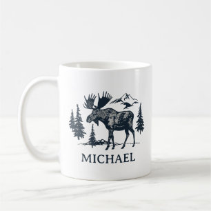 Taza De Café Bosque de Invierno Terreno de Caza Alce Personaliz