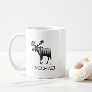 Taza De Café Bosque de Invierno Terreno de Caza Alce Personaliz
