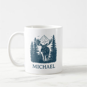 Taza De Café Bosque de Invierno Terreno de Ciervos Personalizad