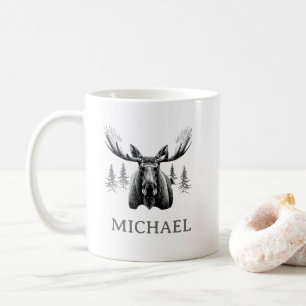 Taza De Café Bosque de Invierno Terrestre Alce Personalizado  