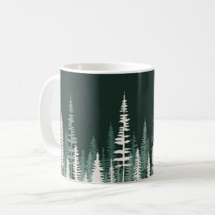 Taza De Café Bosque de Pino Forestal Cabaña Rústica Naturaleza