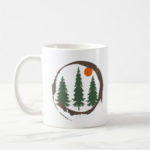Taza De Café Bosque de pinos paisajísticos mínimo