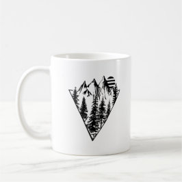 Taza De Café Bosque de pinos paisajísticos mínimo