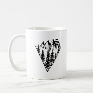 Taza De Café Bosque de pinos paisajísticos mínimo