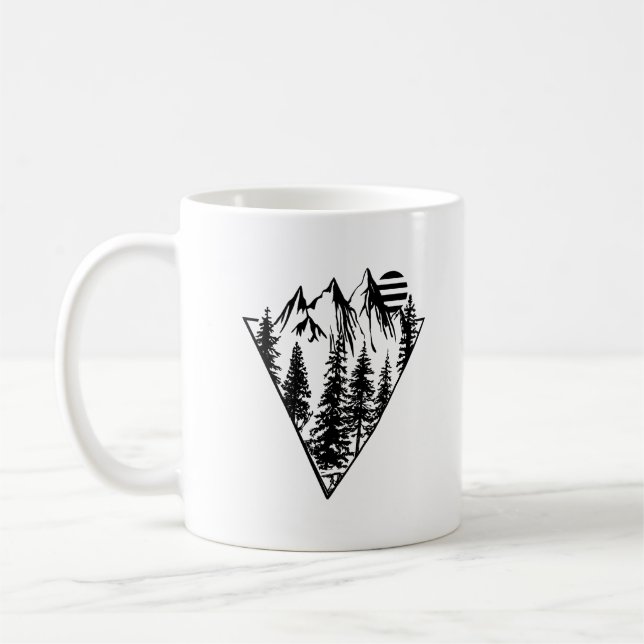 Taza De Café Bosque de pinos paisajísticos mínimo (Izquierda)
