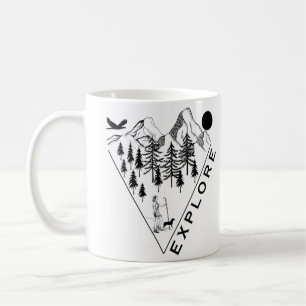 Taza De Café Bosque de pinos paisajísticos mínimo