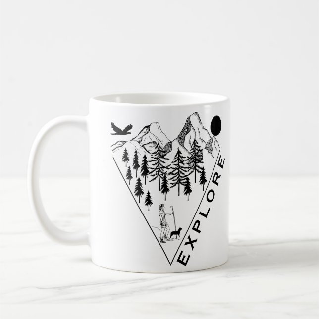 Taza De Café Bosque de pinos paisajísticos mínimo (Izquierda)
