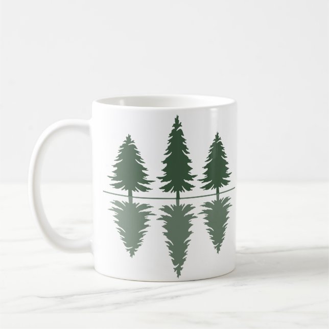 Taza De Café Bosque de reflexión de pinos mínimos (Izquierda)