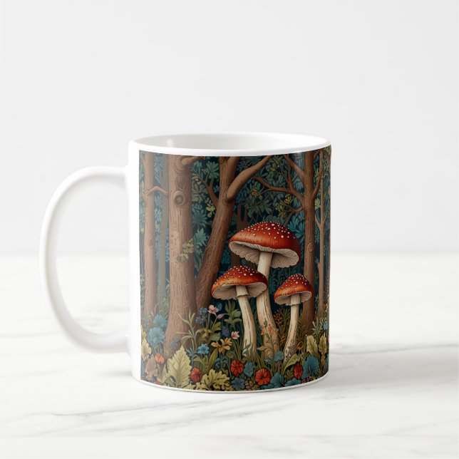 Taza De Café Bosque de setas retro elegante (Izquierda)