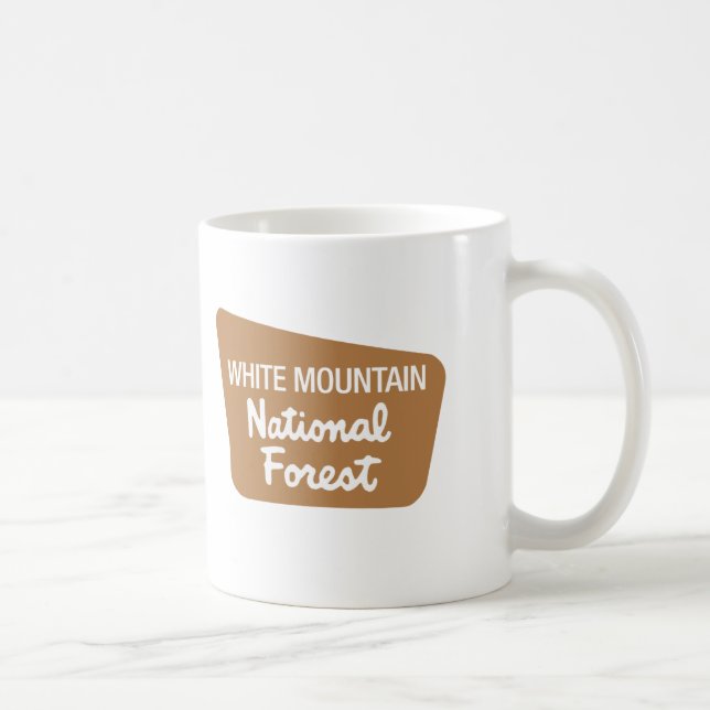 Taza De Café Bosque del Estado blanco de la montaña (Rótulo) (Derecha)