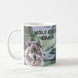 Taza De Café Bosque del Lobo Madera de la Cabaña Personalizada