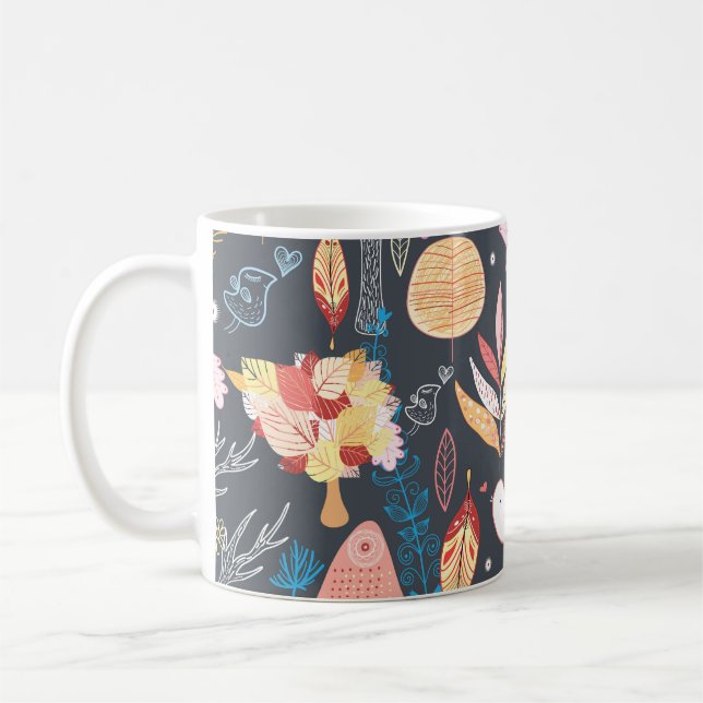 Taza De Café Bosque del Otoño: Belleza Estacional Texturada. (Izquierda)