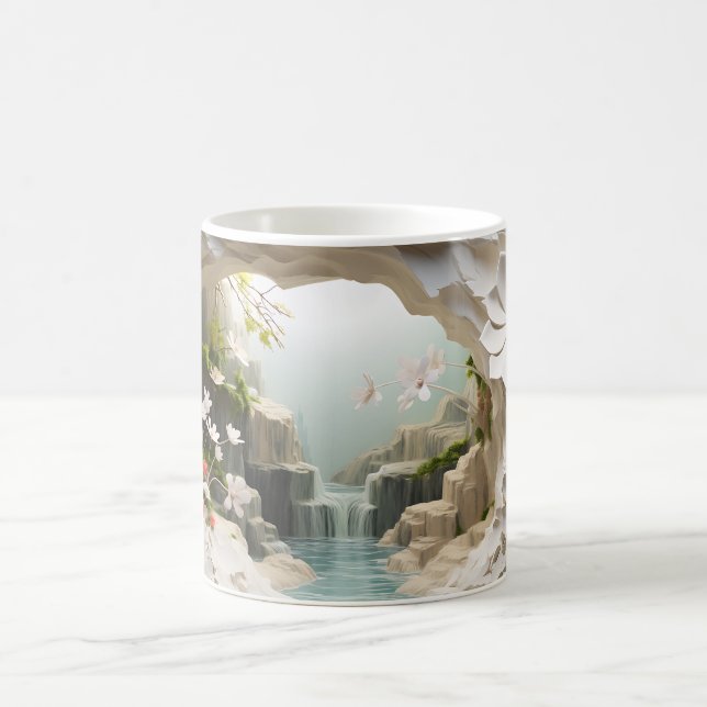Taza De Café Bosque del río Winding 3D Mug (Centro)